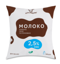 Молоко коров'яче ВІЛЬНЯНКА, пастеризоване, 2,6%, 500г